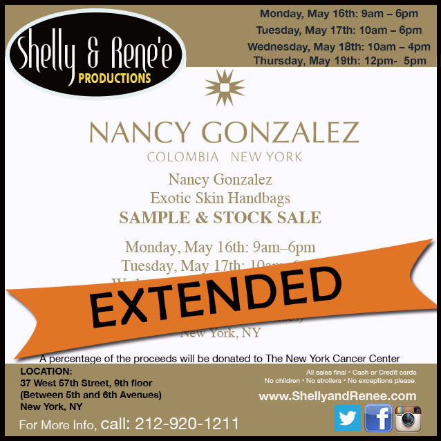 Nancy Gonzalez Sample & Stock Sale