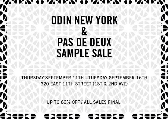 Odin New York & Pas De Deux Sample Sale