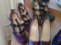 4 Inch Purple Velvet Buckle Heels $100