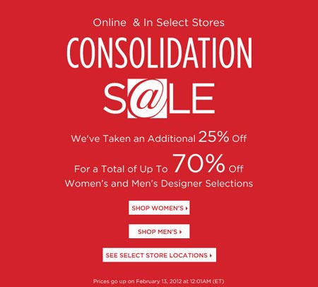 Saks Consolidation Sale
