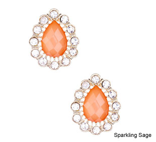 Sparkling Sage 14K Plated Crystal & Resin Teardrop Stud Earrings