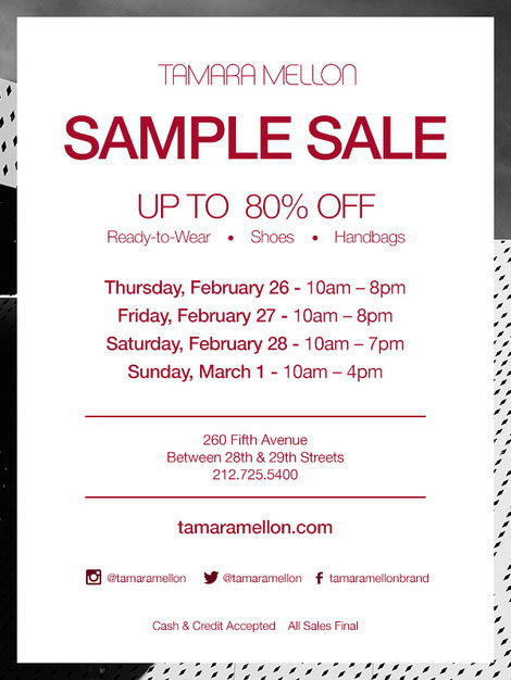 Tamara Mellon Fall 2015 Sample Sale