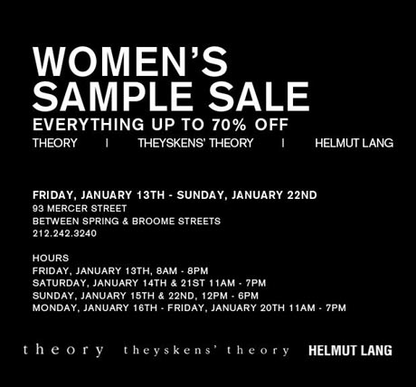 Theory, Theyskens' Theory and Helmut Lang Sample Sale