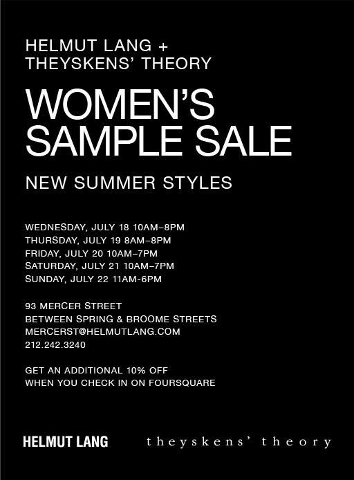 Theyskens' Theory & Helmut Lang Sample Sale