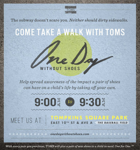 TOMS' One Day Without Shoes Barefoot Walk