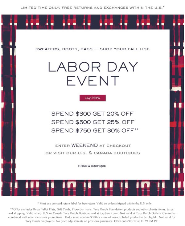 Tory Burch Labor Day Event