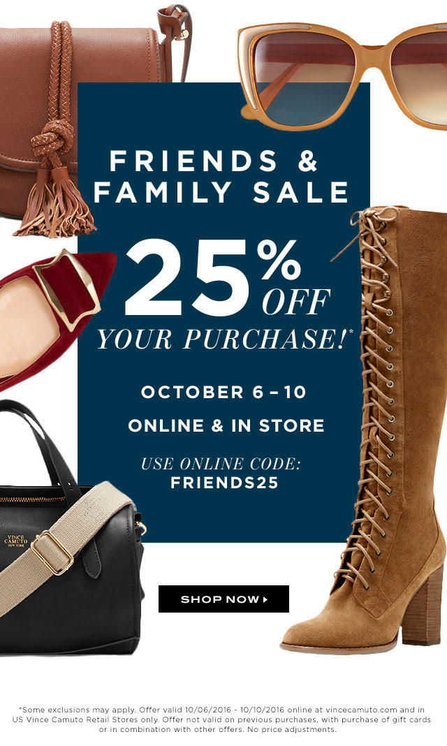 Vince Camuto Footwear & Accessories NYC Friends, Family Sale