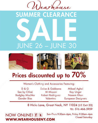 Wearhouse Summer Clearance Sale
