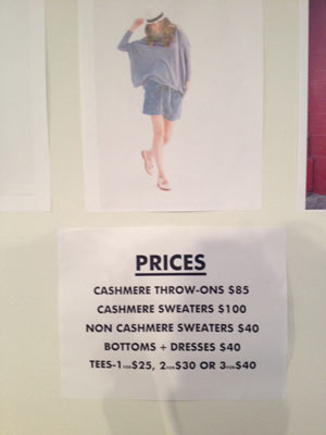 White + Warren Sample Sale Price List 