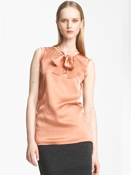 Lanvin Bow Detail Washed Satin Blouse