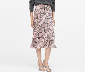 Banana Republic Snake Print Midi Slip Skirt