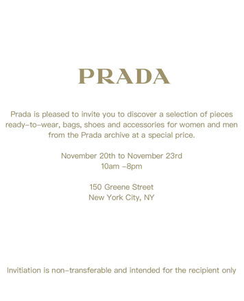 Prada Clothing and Accessories New York Sample Sale