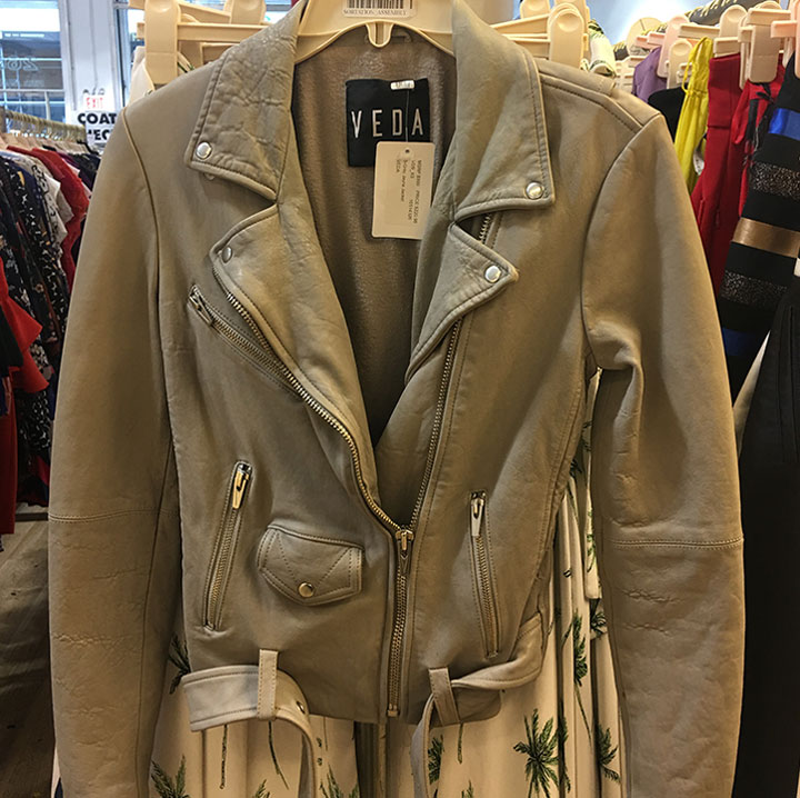 Veda leather jacket for $220 (retails for $990)